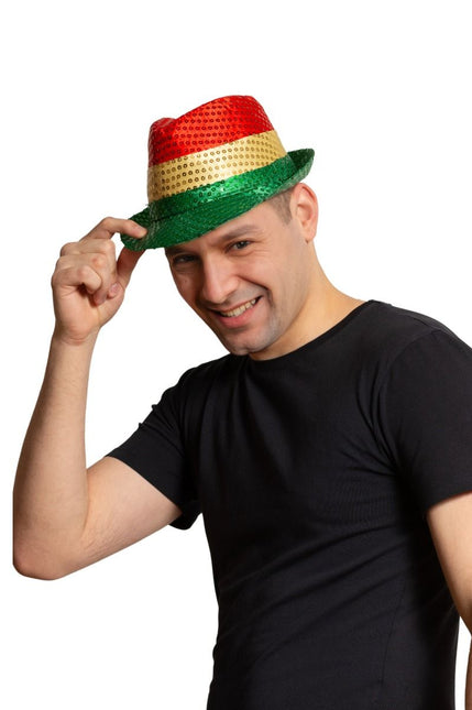 Gorro con lentejuelas Rojo/Amarillo/Verde - Lote de 6