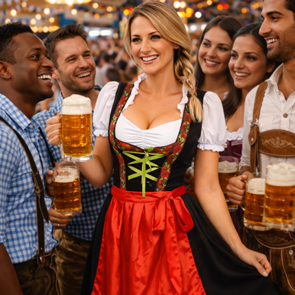 Vestido dirndl rojo para el Oktoberfest «Rosalie»
