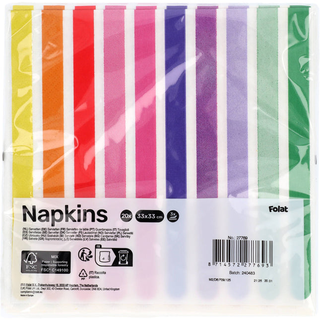 Servilletas Stripetastic 33x33cm /20