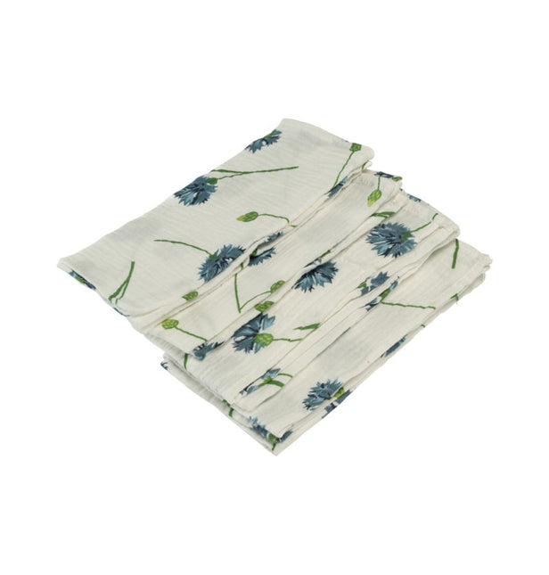 Servilletas Flor Algodón Verde Azul 40cm 4pcs