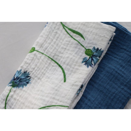 Servilletas Flor Algodón Verde Azul 40cm 4pcs