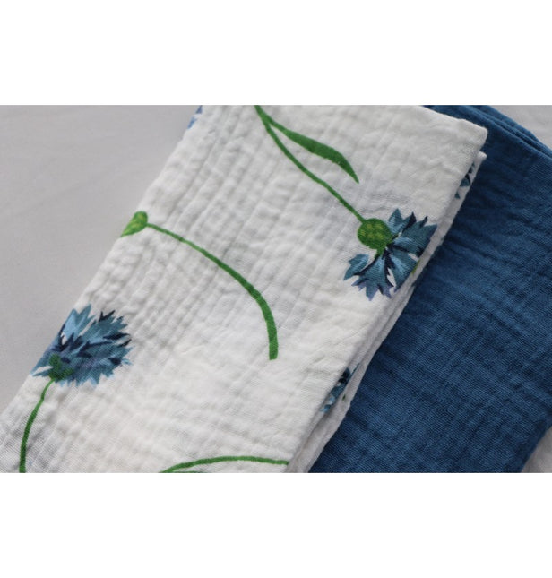 Servilletas Flor Algodón Verde Azul 40cm 4pcs
