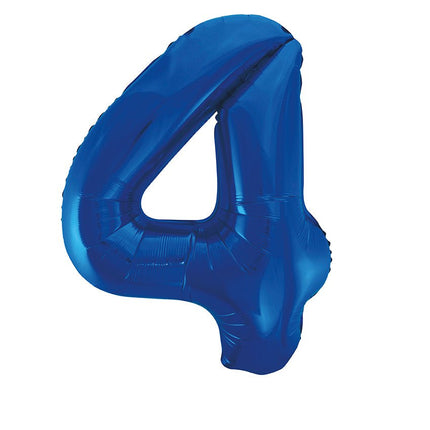 4 Jaar Cijfer Ballon Blauw Leeg 86cm van Unique koop je bij Partywinkel