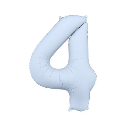 4 Jaar Cijfer Ballon Lichtblauw Mat Leeg 86cm van Partydeco koop je bij Partywinkel
