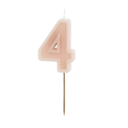 4 Jaar Kaars Lichtroze 10cm van Partydeco koop je bij Partywinkel