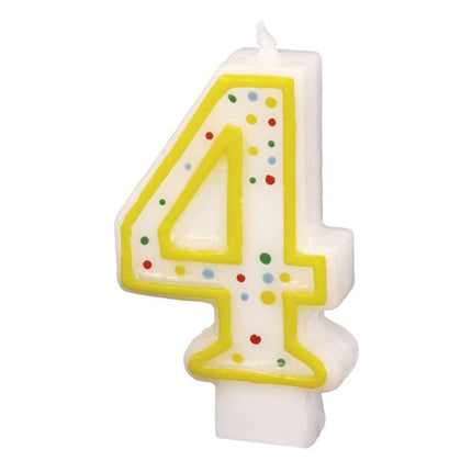 4 Kaars Geel 7,3cm van Riethmueller koop je bij Partywinkel