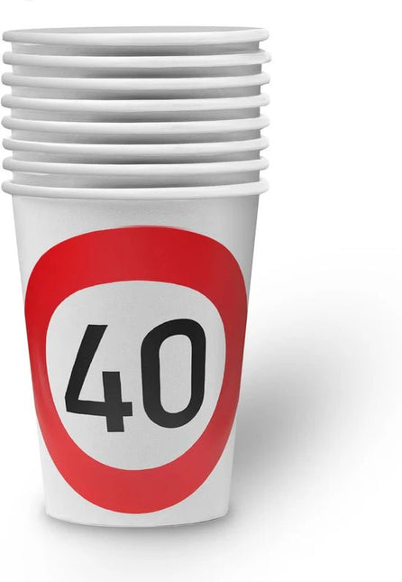 40 Jaar Bekers Verkeersbord 250ml 8st van VDV Benefit koop je bij Partywinkel