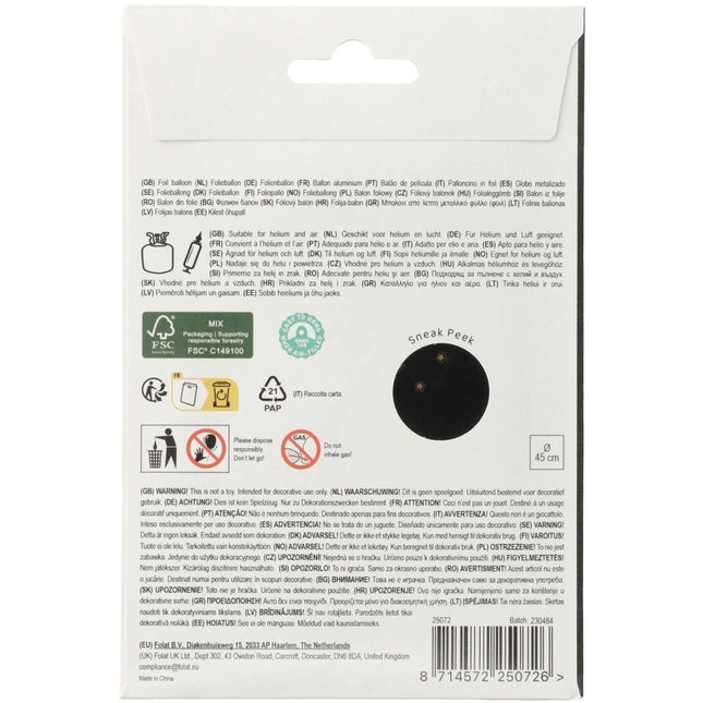 40 Jaar Helium Ballon Zwart Goud Leeg 45cm van Folat koop je bij Partywinkel