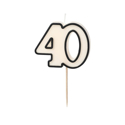 40 Jaar Kaars Zwart Wit 5,5cm van Partydeco koop je bij Partywinkel