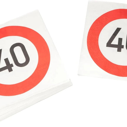 40 Jaar Servetten Verkeersbord 33cm 20st van VDV Benefit koop je bij Partywinkel