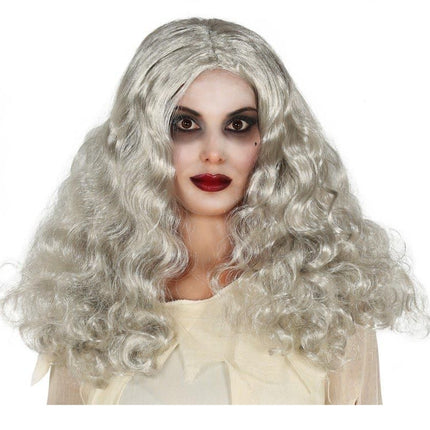 Peluca Halloween Rizos Gris