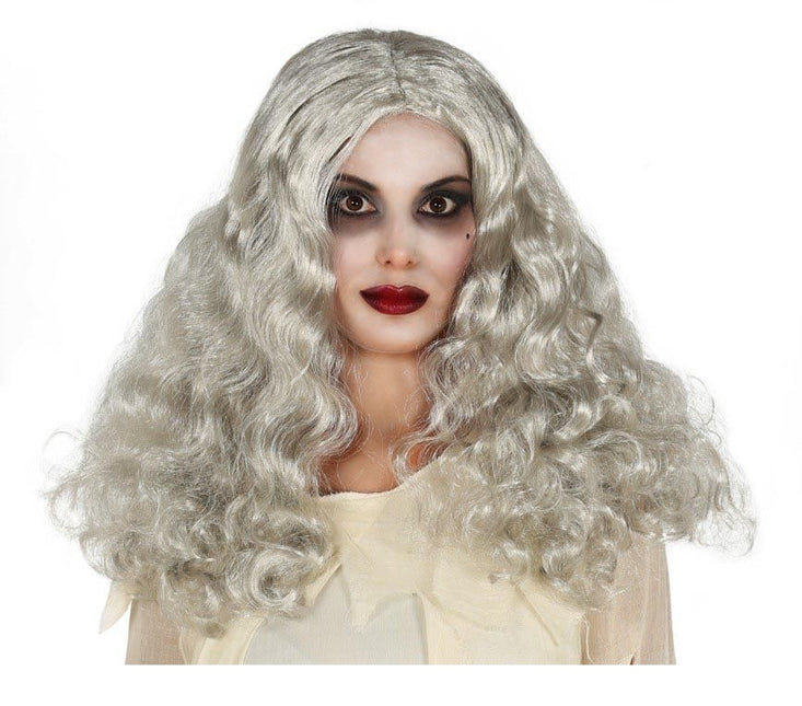 Peluca Halloween Rizos Gris