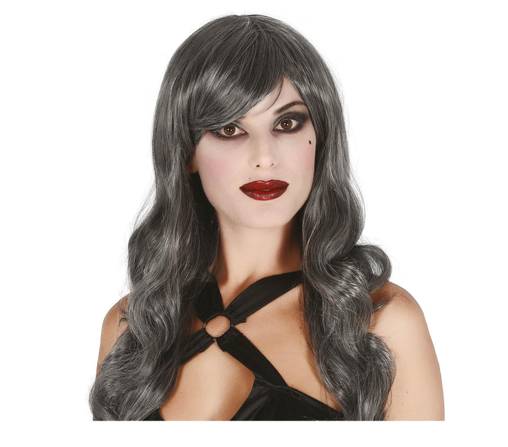 Peluca Halloween Pelo Largo Trazo Gris