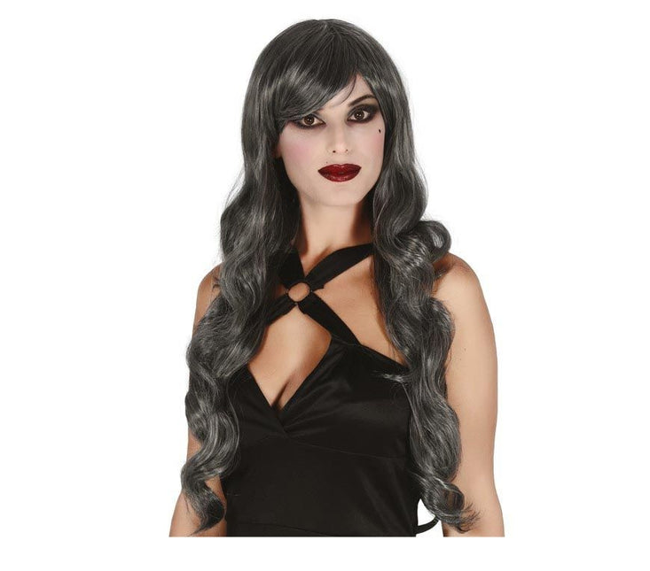 Peluca Halloween Pelo Largo Trazo Gris