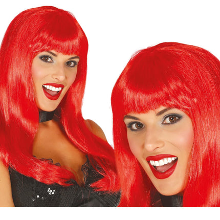 Peluca de Halloween Pony Rojo