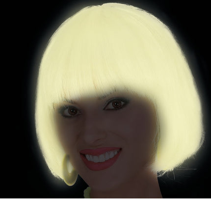 Peluca de Halloween Bob que brilla en la oscuridad