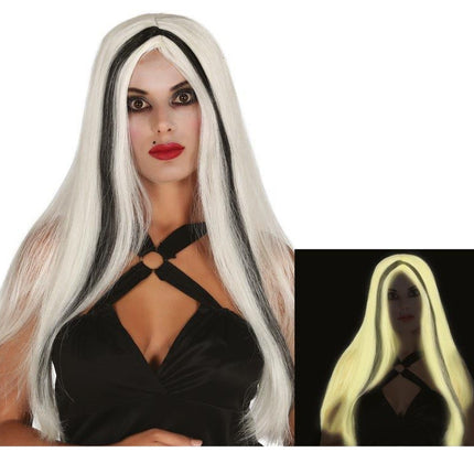 Peluca de Halloween Pelo Largo Brilla en la Oscuridad