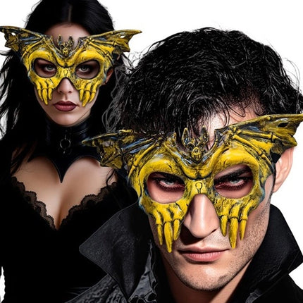 ANTIFAZ DE CALAVERA Y MURCIÉLAGO - PLÁSTICO RÍGIDO