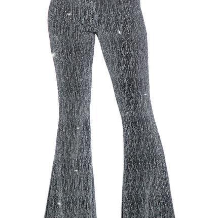 Pantalones Plata Señoras Acampanados Purpurina