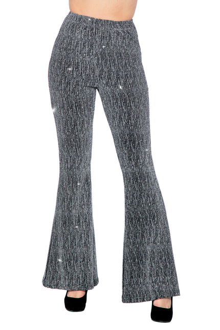 Pantalones Plata Señoras Acampanados Purpurina