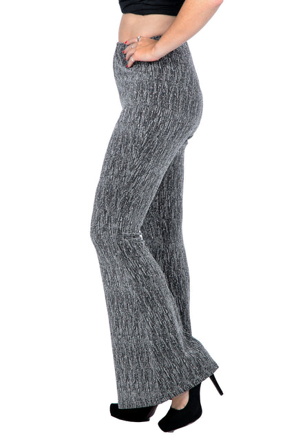 Pantalones Plata Señoras Acampanados Purpurina