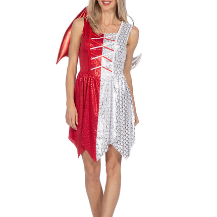 Vestido Rojo Blanco Damas Diablo Y Angel