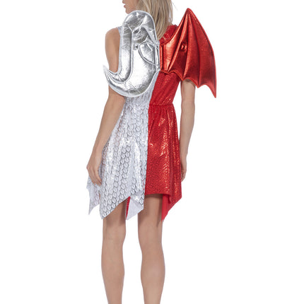 Vestido Rojo Blanco Damas Diablo Y Angel