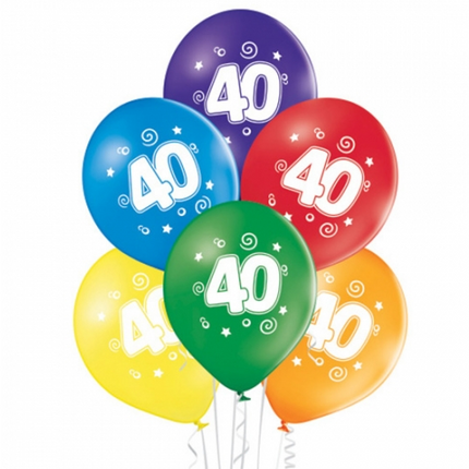 40 años - Globos de colores de 30 cm, 10 unidades