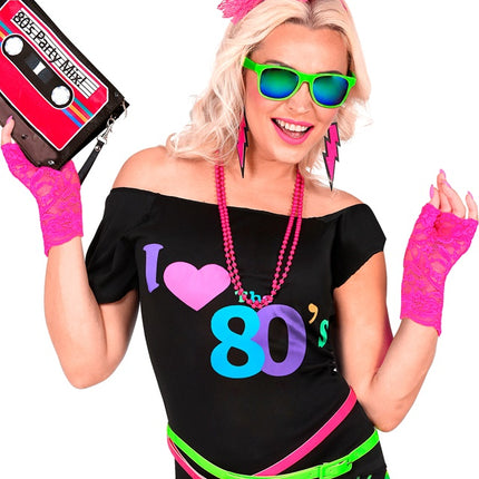 GUANTES DE ENCAJE ROSA NEÓN