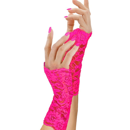 GUANTES DE ENCAJE ROSA NEÓN