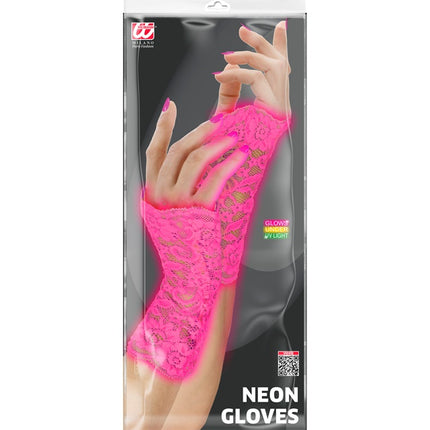 GUANTES DE ENCAJE ROSA NEÓN