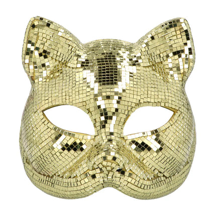 Media máscara Disco Cat dorada