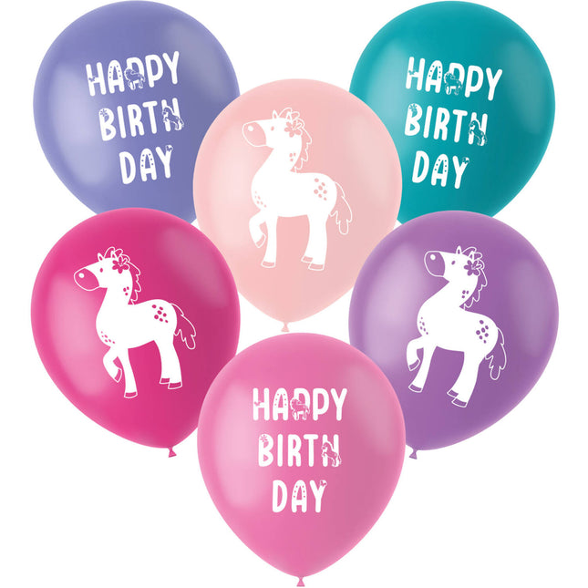 Globos Feliz Cumpleaños Caballos 33cm 6pcs