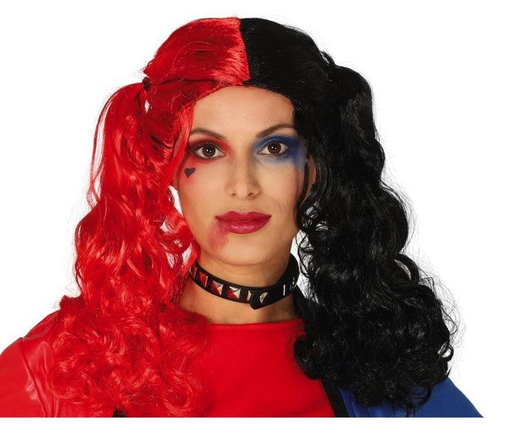 Peluca de Halloween Cola Roja Negra