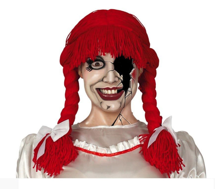 Peluca de Halloween Muñeca Roja