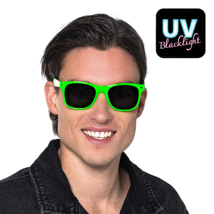 Gafas de fiesta Pop verde neón UV