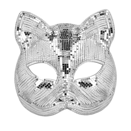 Media máscara Disco Cat plateada
