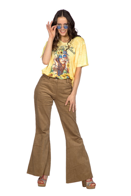 Pantalones Hippie 60S Marrón Mujer