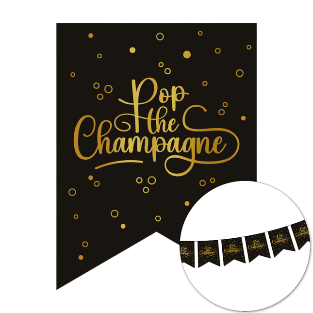 Banderola de papel 6m - Pop the Champagne - negro