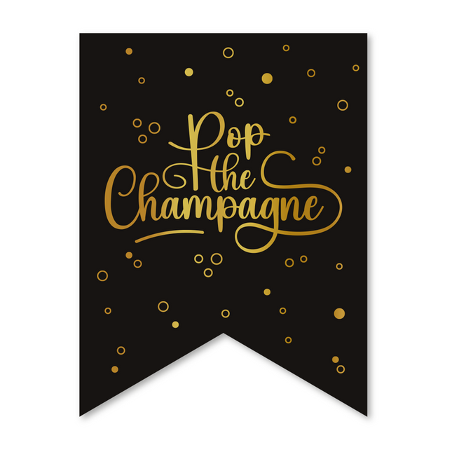 Banderola de papel 6m - Pop the Champagne - negro