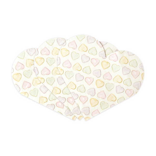 20 Servilletas de papel de 3 capas en forma de corazón 33x33cm - Acuarelas Corazones