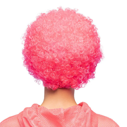 Peluca rizada rosa neón UV