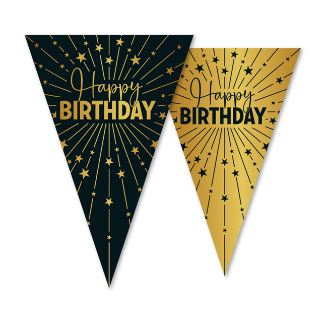 Guirnalda Feliz Cumpleaños Oro Negro 10m