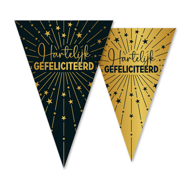 Guirnalda Feliz Cumpleaños Oro Negro 10m