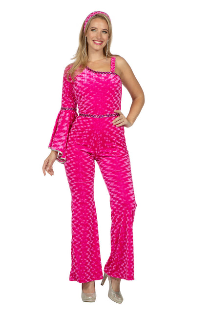 Disco catsuit terciopelo rosa