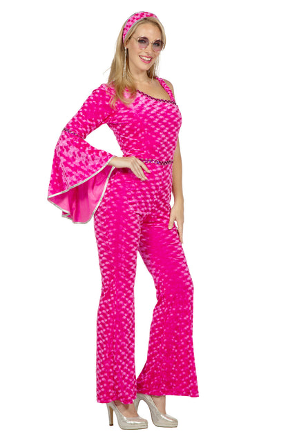 Disco catsuit terciopelo rosa