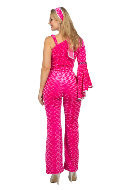 Disco catsuit terciopelo rosa