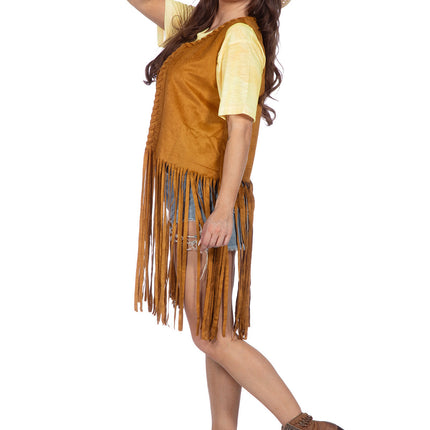 Vest hippie lang met franjes (V)