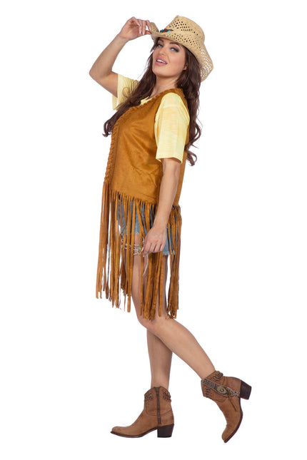 Vest hippie lang met franjes (V)