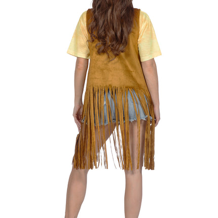 Vest hippie lang met franjes (V)